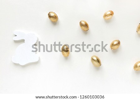 Easter holiday concept. Colorful Easter eggs background .Easter bunny rabbit.