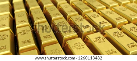 many gold bars Royalty-Free Stock Photo #1260113482