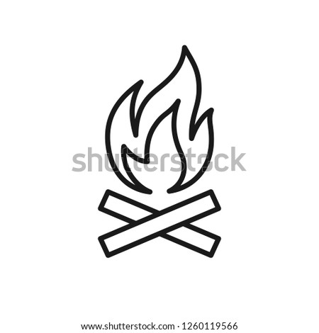 Black isolated outline icon of bonfire on white background. Line Icon of bonfire.