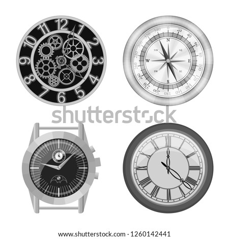 Isolated object of clock and time icon. Collection of clock and circle stock symbol for web.