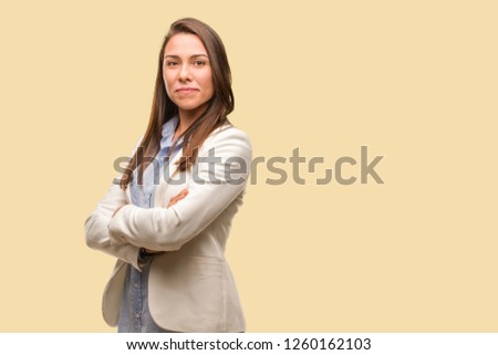 Caucasian business young woman looking straight ahead