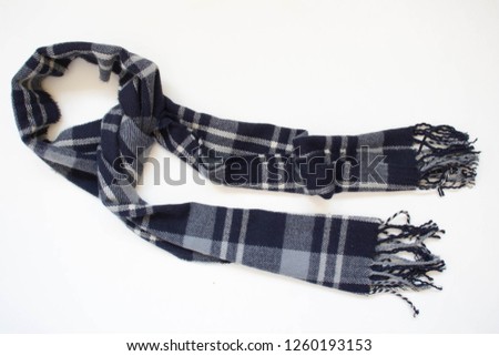 Blue and white scarf on a white background