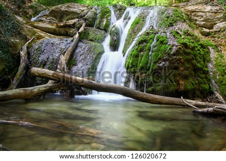Beautiful waterfall. Crimea. Ukraine.