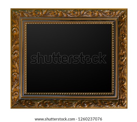gold vintage picture frame isolated white background