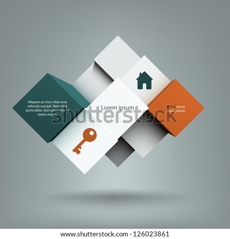 Cool abstract background with a composition of cubes with copyspace on them. EPS10 vector.