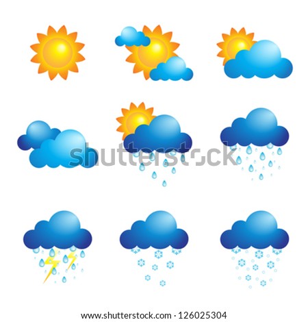 A vector illustration of different weather icons