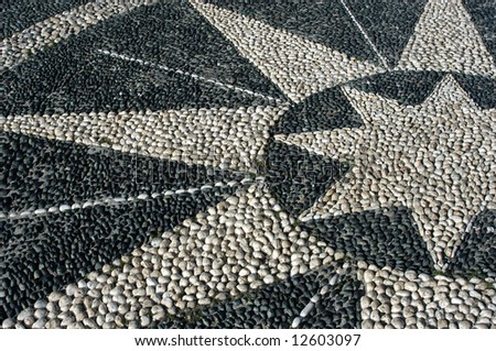 Italian hand made cobblestone pavement in the shape of a star