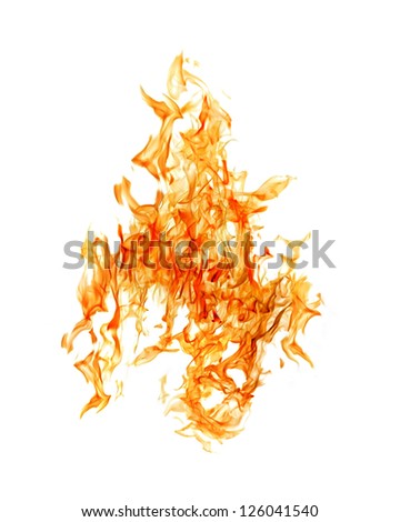 orange flame isolated on white background