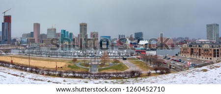 View on Baltimore skyline and Inner Harbor from Federal Hill, Maryland