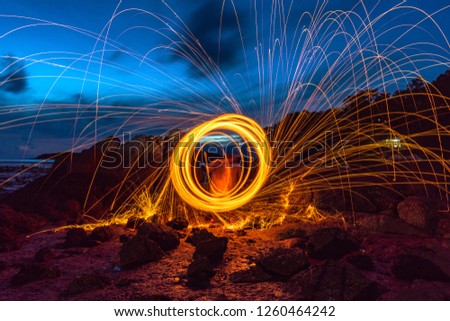 Cool Burning Steel Wool Photo Experiments.
burning steel wool spinning circle Fire at sunrise.