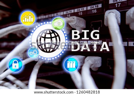 Big data analysing server. Internet and technology.