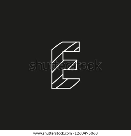 symbol letter E with hidden ends formed by lines, editable vector