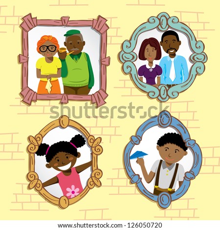 vintage frame with African family photo