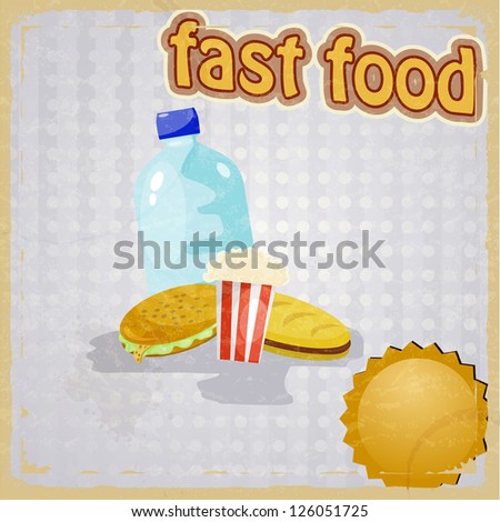 Retro background with the image of fast food.