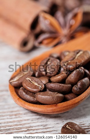 coffee crops in wooden spoon