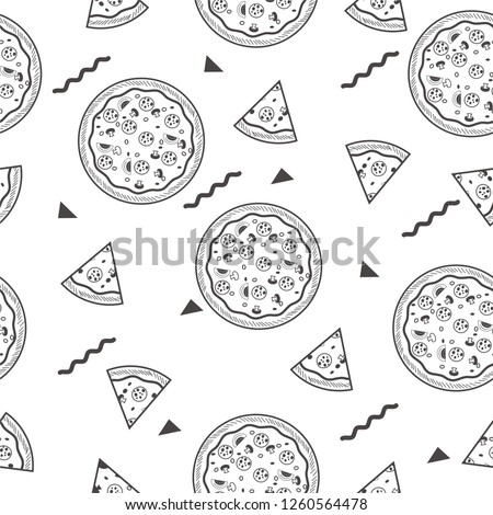 Seamless background with pizza pattern 