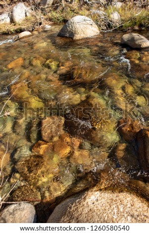 rocky stream nature background Sierra Nevada mountains, California, USA