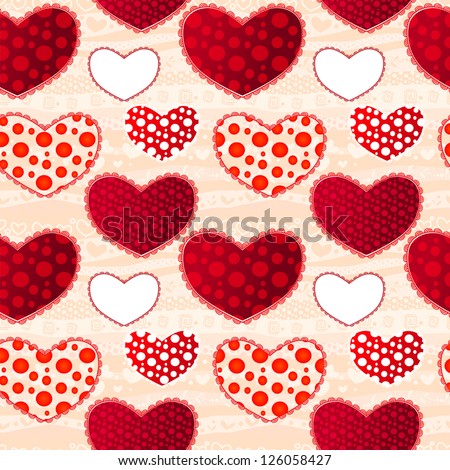 Red and Pink Love Valentin's Day Seamless Pattern. Illustration for your design