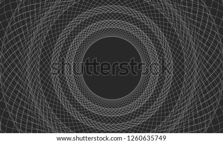 Background future with spirography lines, black and white banner, template for voucher, diploma, flyer. ESP10 vector illustration