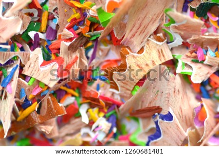 colorful crayon pencil shavings from sharpener pencil - Image