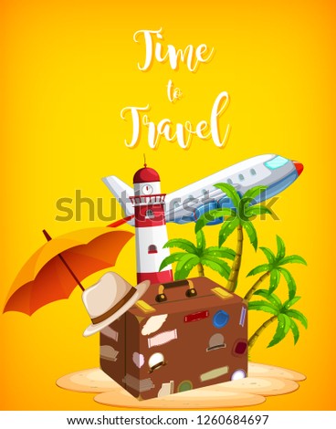 Travel element on yellow background illustration