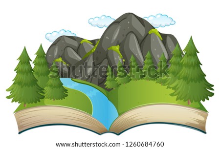 Open book nature theme illustration