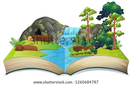 Isolated open book nature theme illustration