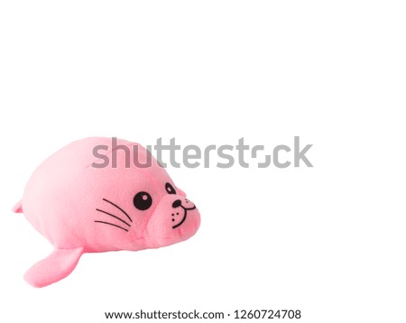 Cute sea ​​lion doll isolated on white background.