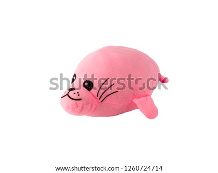 Cute sea ​​lion doll isolated on white background.