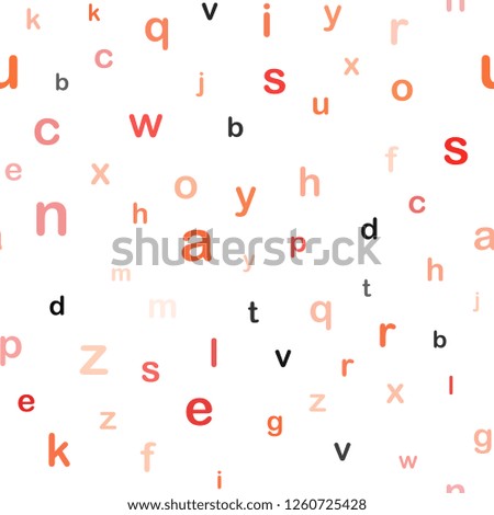 Light Red, Yellow vector seamless texture with ABC characters. Shining colorful illustration with isolated letters. Design for wallpaper, fabric makers.