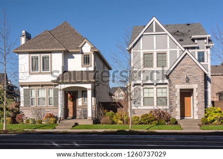 Houses in a surban neighborhood Wilsonville Oregon.