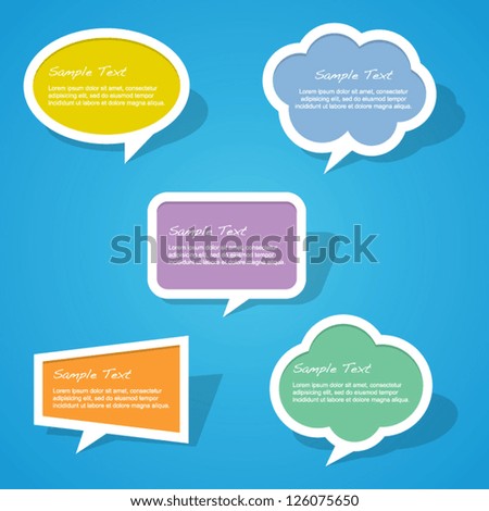 Set of Colorful Paper Speech Bubbles