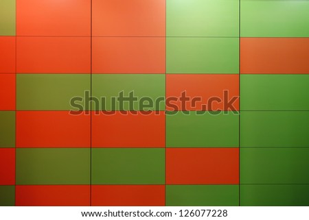 modern colorful wall of red and green colors