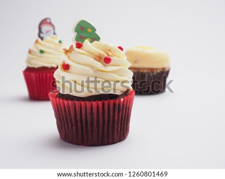 Christmas Cupcakes On White Background 
