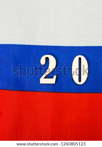 20 numbers on ruusian flag background. 