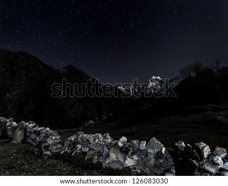 Himalayan landscape in the Moonlight - Everest region, Nepal, Himalayas