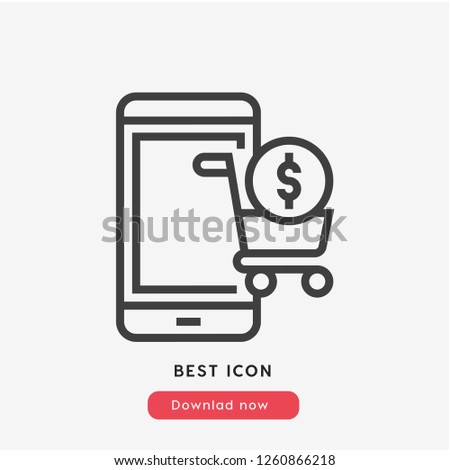 E-commerce icon vector. Online shopping symbol. Linear style sign for mobile concept and web design. Payment symbol illustration. Pixel vector graphics - Vector. Royalty-Free Stock Photo #1260866218