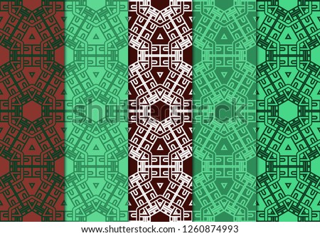 Set of Seamless Vintage Geometric Pattern. Design For Bandana Shawl, Tablecloth Fabric Print. Vector Illustration