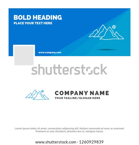 Blue Business Logo Template for mountain, landscape, hill, nature, sun. Facebook Timeline Banner Design. vector web banner background illustration