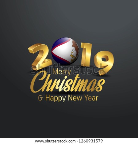American Samoa Flag 2019 Merry Christmas Typography. New Year Abstract Celebration background