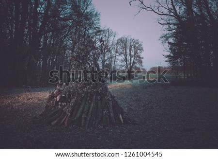 Prepared fireplace on the meadow