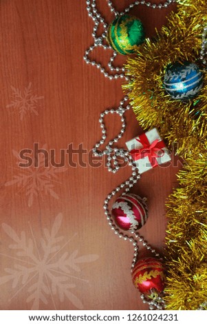 Christmas multicolor red blue balls on new year background
