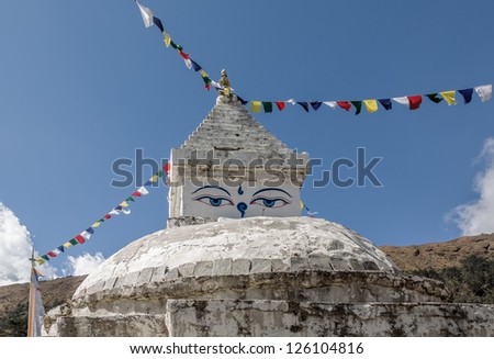 Ancient buddhist stupa in the Kumjung - Everest region, Nepal, Himalayas