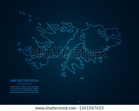 Map of falklandIslands,Abstract mash line and point scales on dark background for your web site design map logo, app, ui,Travel. Vector illustration eps 10.