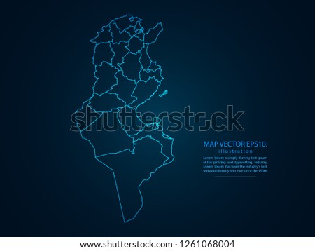 Map of tunisia,Abstract mash line and point scales on dark background for your web site design map logo, app, ui,Travel. Vector illustration eps 10.