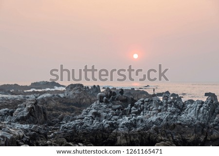 Sunset on the Pacific ocean near Monterrey. California, USA, November 2018