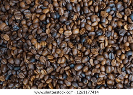 close up roasted coffee beans for background textures.