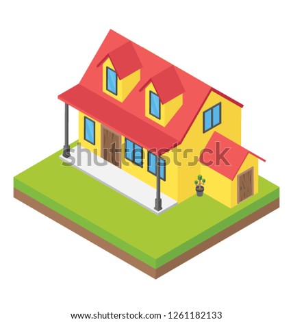 Cottages isometric icon 