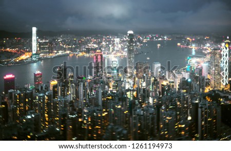  Hong Kong from Victoria peak, ltilt shift photo
