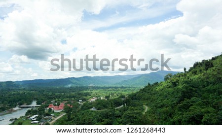 views have mountain and sky at Khun Dan Prakan Chon Dam in thailand